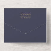 Invitation Tout En Un Mariage Floral bleu Bourgogne rustique (Verso)