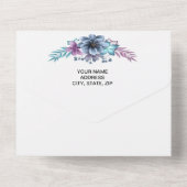 Invitation Tout En Un Mariage Floral Bleu Et Violet (Verso)