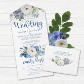 Invitation Tout En Un Mariage floral bleu rustique