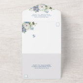 Invitation Tout En Un Mariage floral bleu rustique (Dehors)