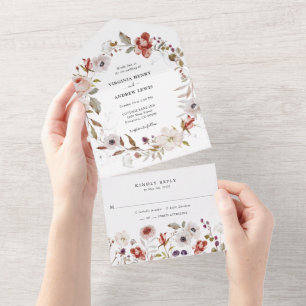 Invitation Tout En Un Mariage Floral Bohème
