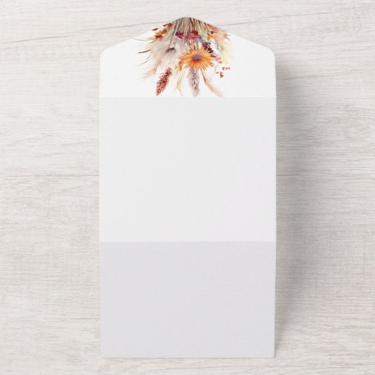 Invitation Tout En Un Mariage floral Boho d'automne | Blanc (Dehors)