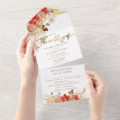 Invitation Tout En Un Mariage Floral Boho Doré Tout en un (Déchirure)
