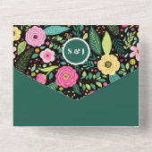 Invitation Tout En Un Mariage floral Boho moderne (Verso)