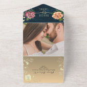 Invitation Tout En Un Mariage Floral Bois Rustique Tout en un (Dehors)