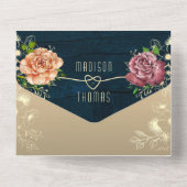 Invitation Tout En Un Mariage Floral Bois Rustique Tout en un (Verso)