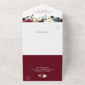 Invitation Tout En Un mariage floral bordeaux et bleu (Dehors)