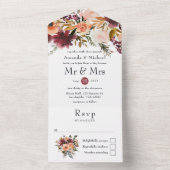 Invitation Tout En Un Mariage floral Bordo Peach (À l'intérieur)