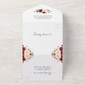 Invitation Tout En Un Mariage Floral Bourgogne géométrique (pas de VV né (Dehors)