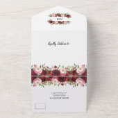Invitation Tout En Un Mariage Floral Bourgogne Rougeuse (Dehors)