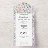 Invitation Tout En Un Mariage floral Chic Peach Lavender (À l'intérieur)