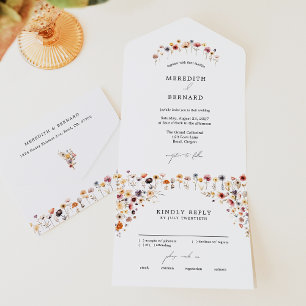 Invitation Tout En Un Mariage floral coloré simple
