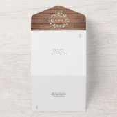 Invitation Tout En Un Mariage Floral de Greenery Monogramme en Bois Rust (Dehors)