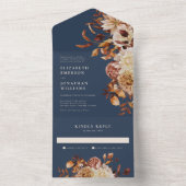 Invitation Tout En Un Mariage Floral de la Marine (À l'intérieur)