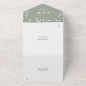 Invitation Tout En Un Mariage Floral de Sauge Verte (Dehors)