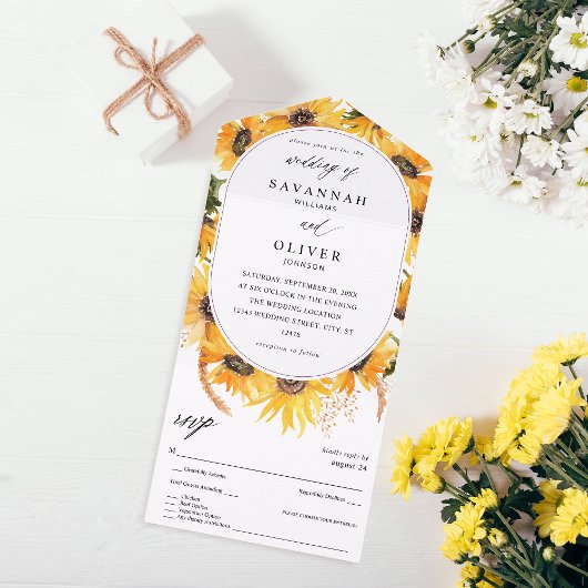 Invitation Tout En Un Mariage floral de tournesol d'automne
