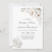 Invitation Tout en un Mariage Floral d'hiver blanc (Devant)