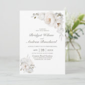 Invitation Tout en un Mariage Floral d'hiver blanc (Debout devant)