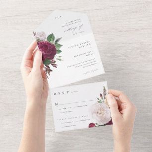 Invitation Tout En Un Mariage Floral Élégant