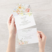Invitation Tout En Un Mariage floral élégant romantique (Déchirure)