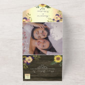 Invitation Tout En Un Mariage Floral en bois rustique (Dehors)