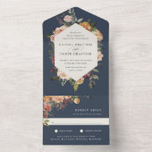 Invitation Tout En Un Mariage floral en fleurs rustiques (À l'intérieur)