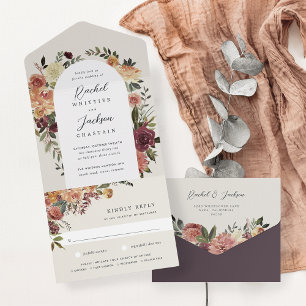 Invitation Tout En Un Mariage floral en fleurs rustiques