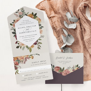 Invitation Tout En Un Mariage floral en fleurs rustiques