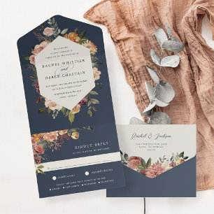 Invitation Tout En Un Mariage floral en fleurs rustiques