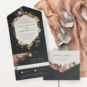 Invitation Tout En Un Mariage floral en fleurs rustiques