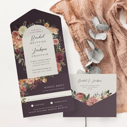 Invitation Tout En Un Mariage floral en fleurs rustiques