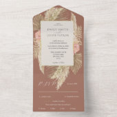 Invitation Tout En Un Mariage floral en terre cuite Boho (À l'intérieur)