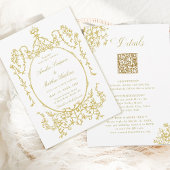 Invitation Tout en un Mariage Floral Français Frame Or