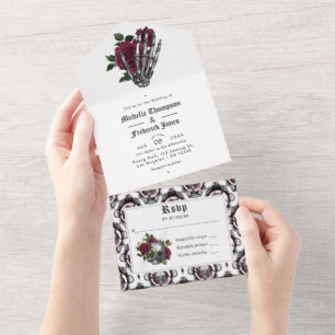 Invitation Tout En Un Mariage Floral Gothique Bourgogne