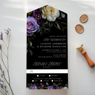 Invitation Tout En Un Mariage floral gothique moderne