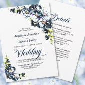 Invitation Tout en un Mariage floral gris bleu