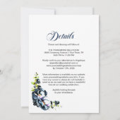 Invitation Tout en un Mariage floral gris bleu (Dos)