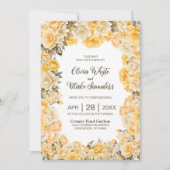Invitation Tout en un Mariage Floral Jaune (Devant)