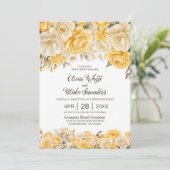 Invitation Tout en un Mariage Floral Jaune Rustique (Debout devant)