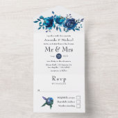 Invitation Tout En Un Mariage floral marine et blanc (À l'intérieur)