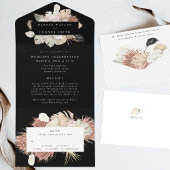 Invitation Tout En Un Mariage floral moderne Black Premium Wreath Pampas