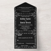 Invitation Tout En Un Mariage Floral Moderne Noir Et Blanc Minimal Chic (À l'intérieur)