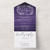 Invitation Tout En Un Mariage Floral Monogramme Script Bois Rustique Vio (À l'intérieur)