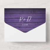 Invitation Tout En Un Mariage Floral Monogramme Script Bois Rustique Vio (Verso)