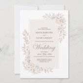 Invitation Tout en un Mariage floral neutre rustique (Devant)