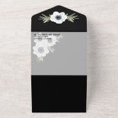 Invitation Tout En Un Mariage floral noir et blanc (Dehors)