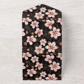 Invitation Tout En Un Mariage floral noir rose rose rose or (Dehors)