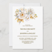 Invitation Tout en un Mariage Floral Or Blanc (Devant)