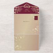 Invitation Tout En Un Mariage Floral Or Bourgogne (Dehors)