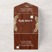 Invitation Tout En Un Mariage floral or rustique (Dehors)